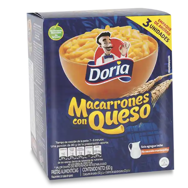 Doria Pasta Macarrón Con Queso