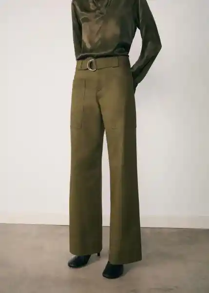 Pantalón Lázaro Khaki Talla 40 Mujer Mango