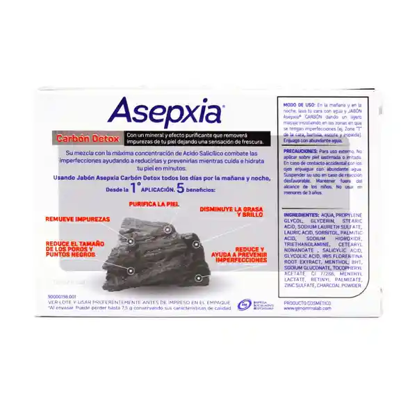 Asepxia Jabón Efecto Purificante Carbón Detox
