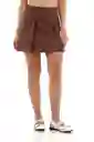 Falda Corta Demi Café Talla XS Mercedes Campuzano
