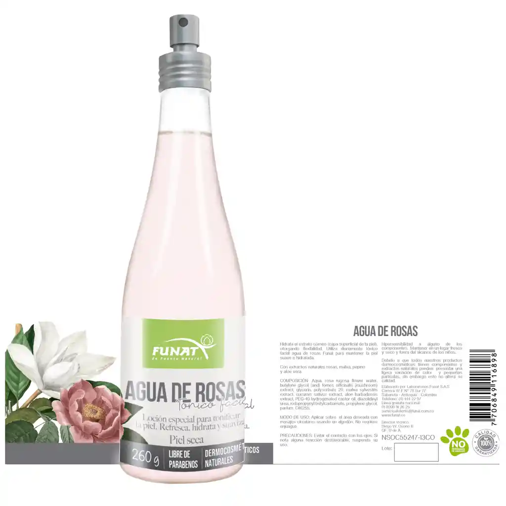 Funat Tónico Facial Agua de Rosas