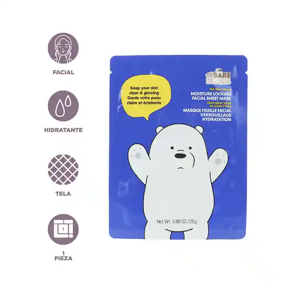 Mascarilla Facial Hidratante we Bare Bears Azul Miniso