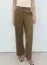 Pantalón Carlos Khaki Talla 36 Mujer Mango