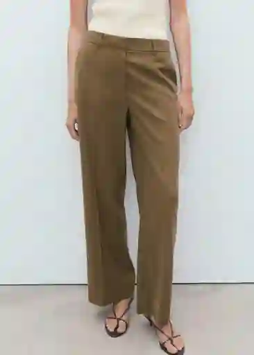 Pantalón Carlos Khaki Talla 36 Mujer Mango