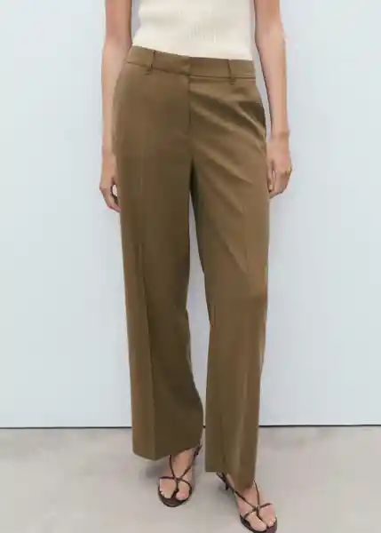 Pantalón Carlos Khaki Talla 36 Mujer Mango