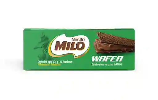 Galleta wafer de chocolate, rellena de crema de MILO 33 gr por 18 unidades