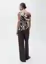 Blusa Zebri Crudo Talla L Mujer Mango