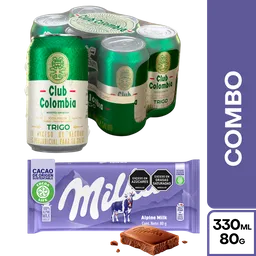 Combo Club Colombia Cerveza Trigo + Milka Chocolate Alpina 80 g
