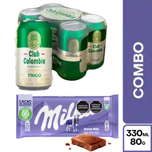 Combo Club Colombia Cerveza Trigo + Milka Chocolate Alpina 80 g