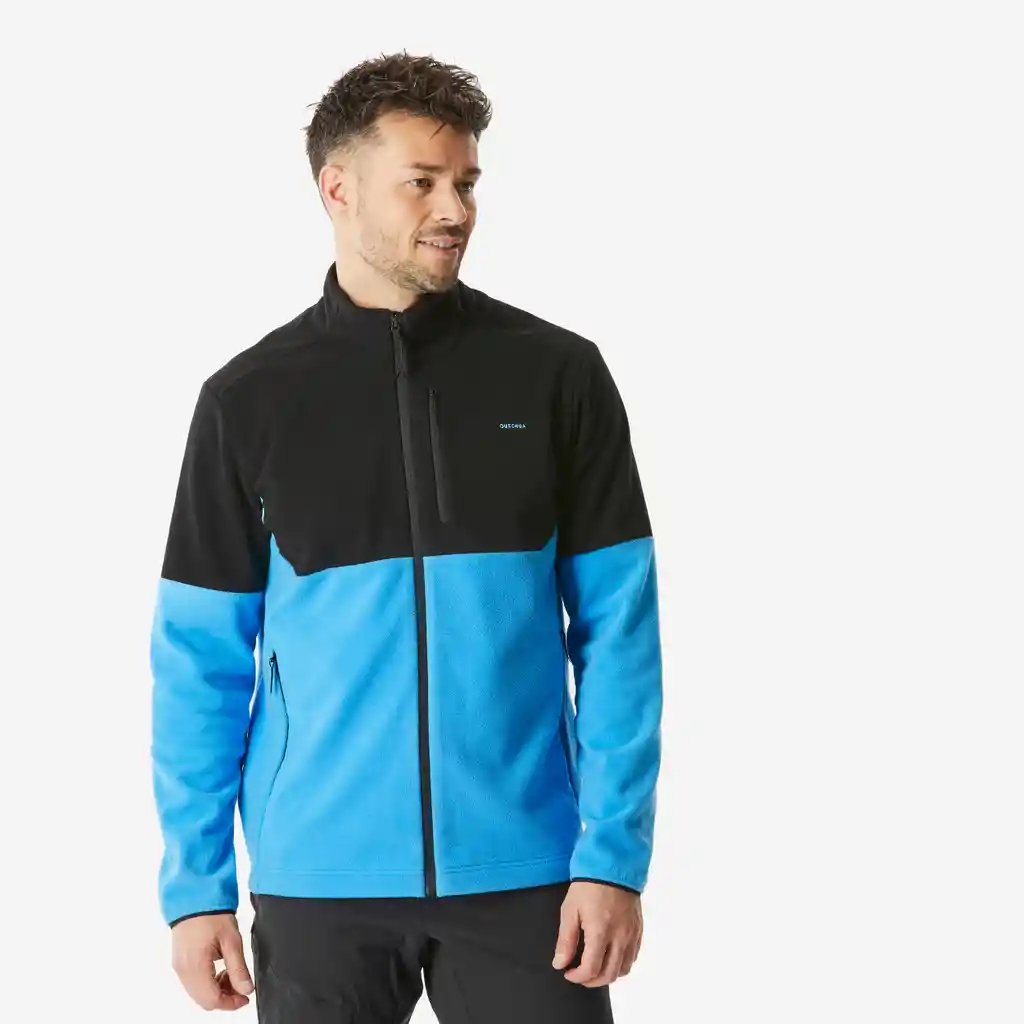 Chaqueta Polar Senderismo Montaña Hombre - Mh500 Cremallera Entera Azul