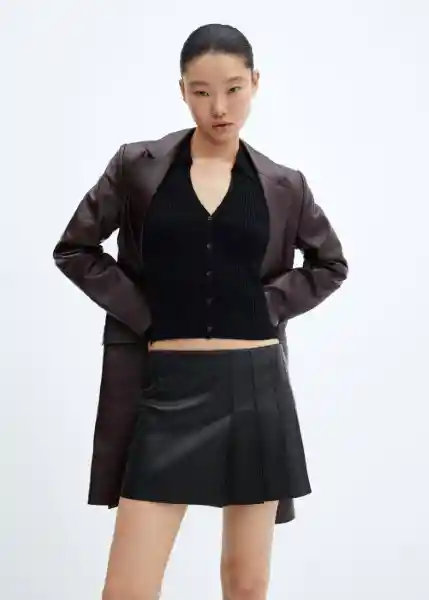 Falda Merlot Negro Talla S Mujer Mango