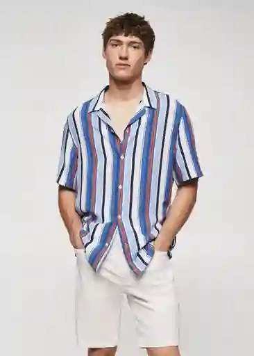 Camisa Begur Azul Talla M Hombre Mango