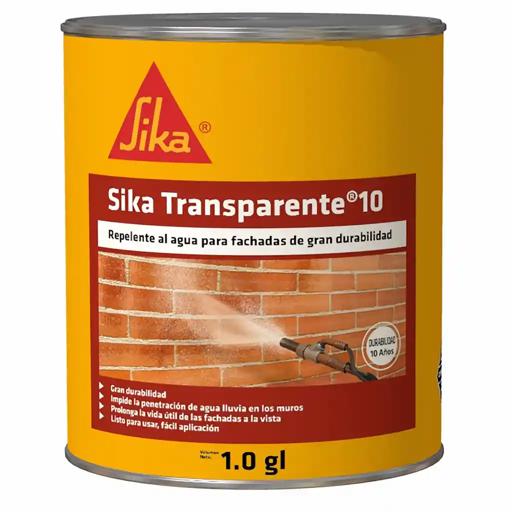 Sika Transparente-10 Repelente al Agua Incoloro Fachadas 3.78 L