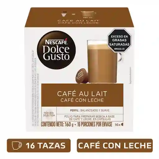 Cápsulas de Café con Leche NESCAFÉ DOLCE GUSTO Au Lait x 160g