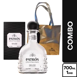 Combo Patron Tequila Cristalino + Bolso Tote Cuero
