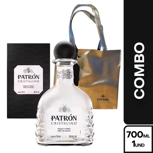 Combo Patron Tequila Cristalino + Bolso Tote Cuero