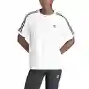 Adidas Camiseta 3 Stripe Tee Para Moda de Mujer Blanco Talla S