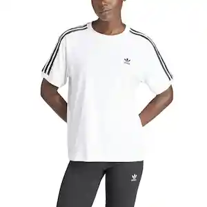 Adidas Camiseta 3 Stripe Tee Para Moda de Mujer Blanco Talla S