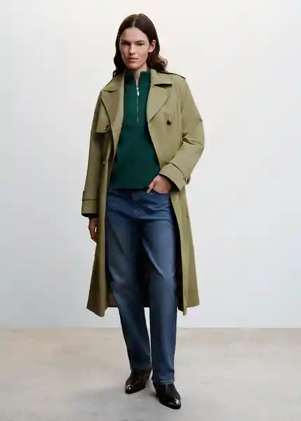 Abrigo Trench Angela Khaki Talla 26 Mujer Mango