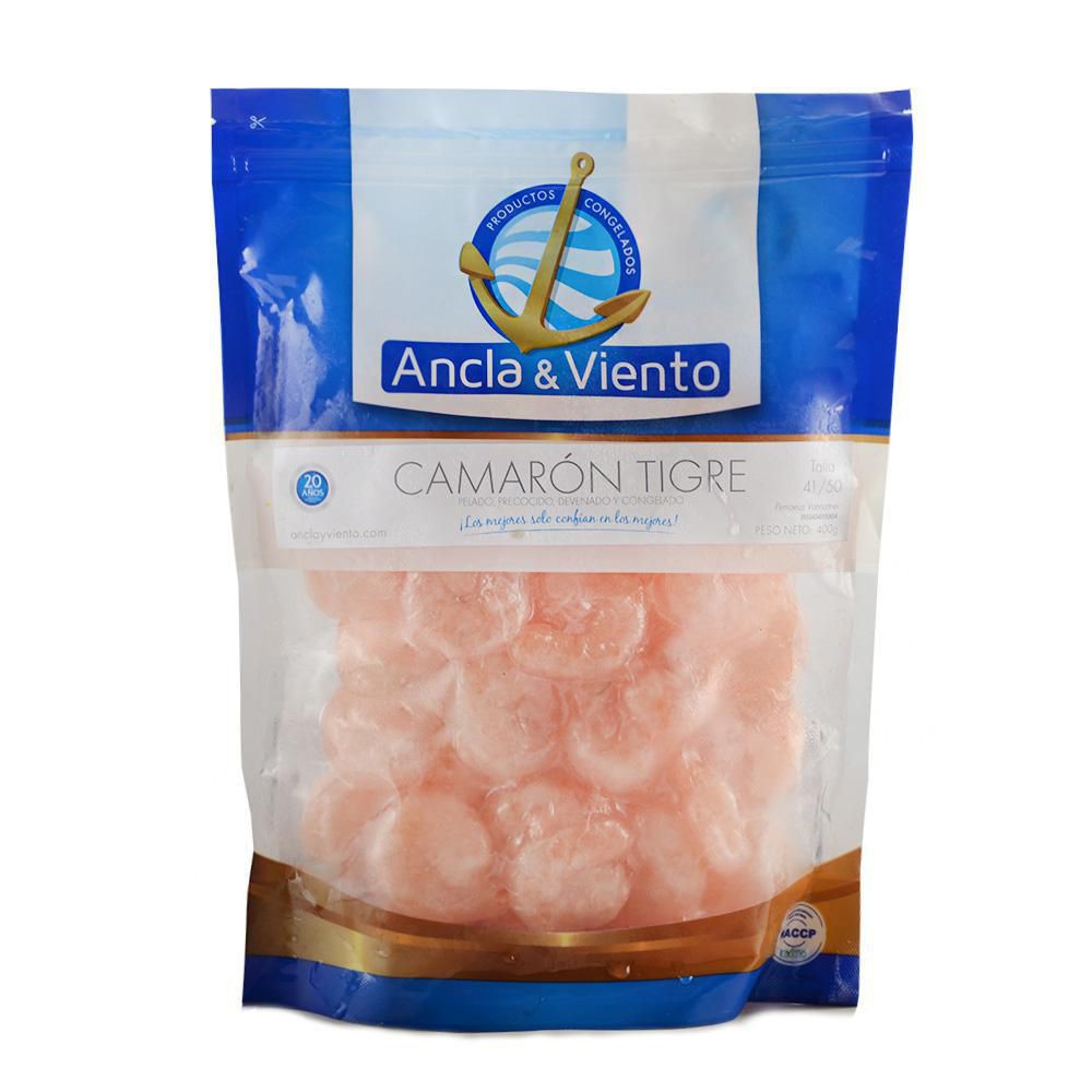 Ancla y Viento Camarón Tigre Pelado Precocido Desvenado 400 g