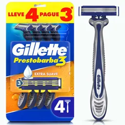 Máquina de Afeitar Prestobarba 3 Gillette Lleva 4 Paga 3(3 Und)