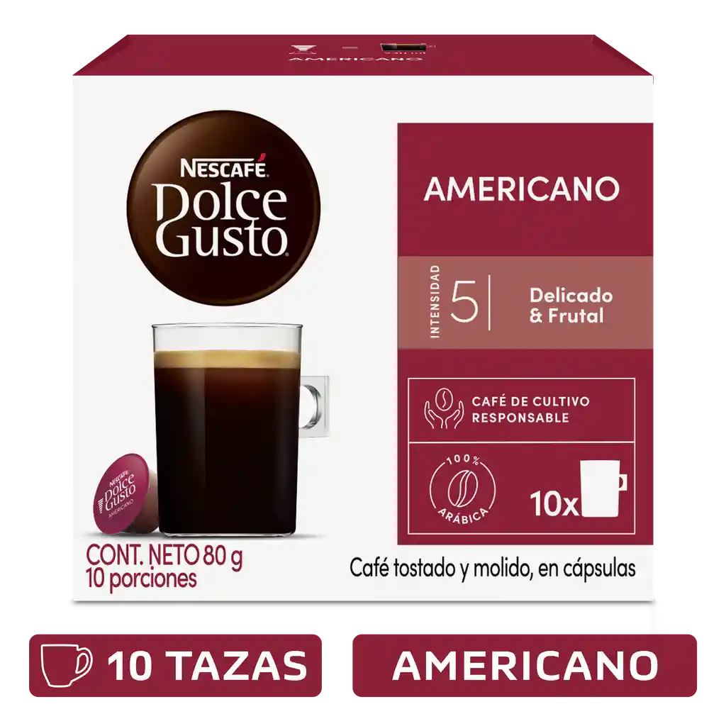 Cápsulas de Café NESCAFÉ DOLCE GUSTO Americano x 80g