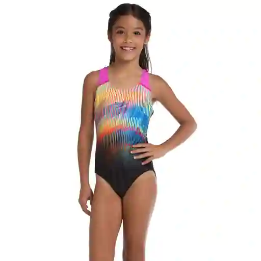 Vestido de Baño Splashback Radial Faded Fun Junior Femenino Negro-08