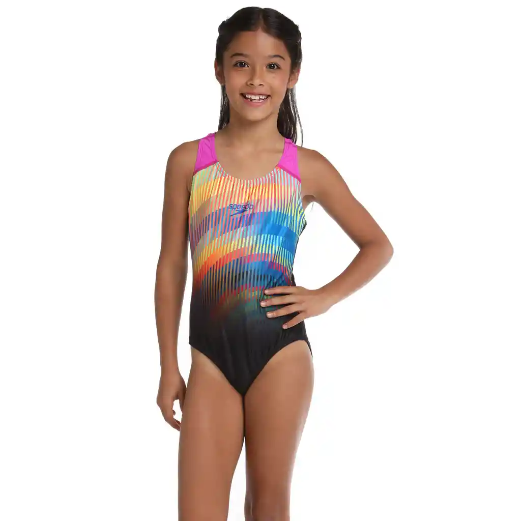 Vestido de Baño Splashback Radial Faded Fun Junior Femenino Negro-08