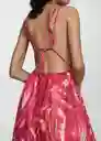 Vestido Pluma Fucsia Talla L Mujer Mango