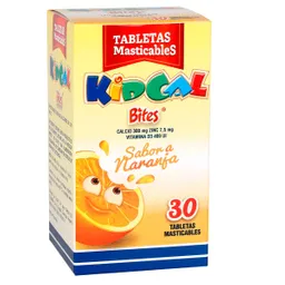 Kidcal Bites Tabletas Masticables Sabor Naranja