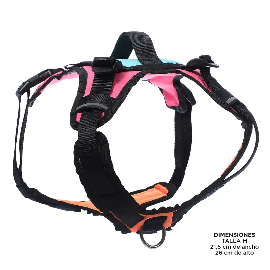 Arnés Pechera Para Perro Rex M Azul/rosado/naranja