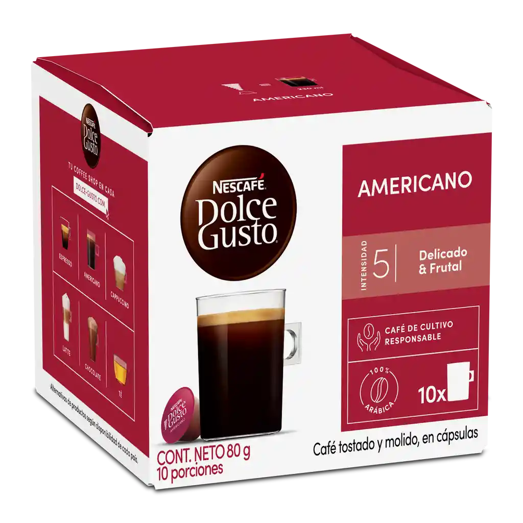 Cápsulas de Café NESCAFÉ DOLCE GUSTO Americano x 80g