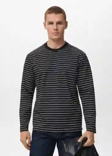 Camiseta Marinier Negro Talla M Hombre Mango