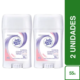 2 x Desodorante Lady Speed Stick Clinical Protege y Aclara 55 g