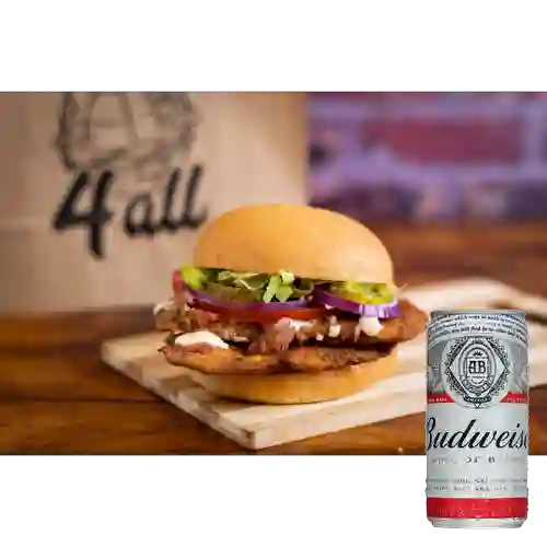 Combo Spicy Chicken Milanesa Burger + Budweiser 265ml