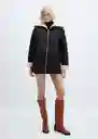 Abrigo Rulo Negro Talla M Mujer Mango