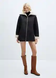 Abrigo Rulo Negro Talla M Mujer Mango