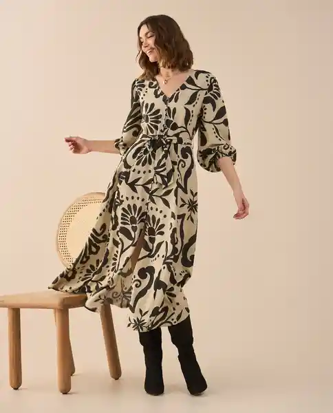 Vestido Crudo Mácula Claro Talla M 691G009 Esprit