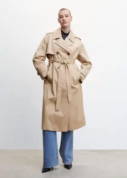 Abrigo Trench Angela Beige Talla 26 Mujer Mango