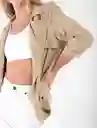 Chaqueta Cuello de Solapa Beige Camuflaje Medio Talla L Naf Naf