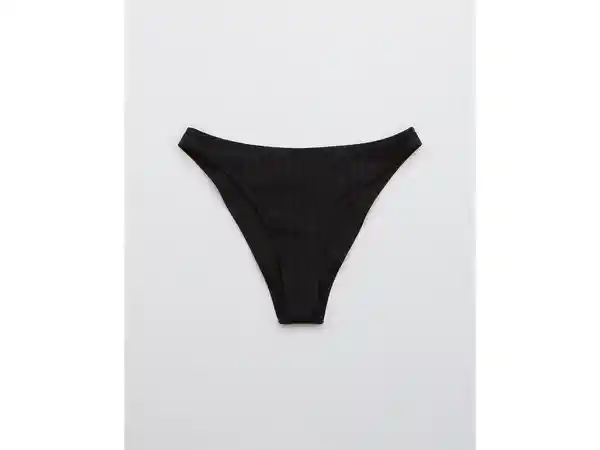 American Eagle Braga de Bikini Aerie Ribbed Negro Talla X-Small