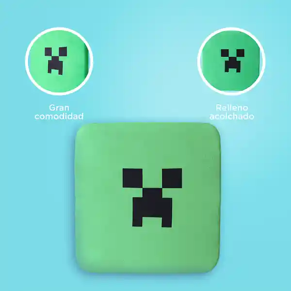 Cojín Para Asiento Cuadrada Creeper Serie Minecraft Verde Miniso