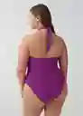 Vestido Bañador Costap Morado Talla 27 Mujer Mango