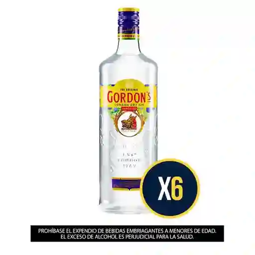 Pack X6 Ginebra Gordons London Dry Gin 700 Ml