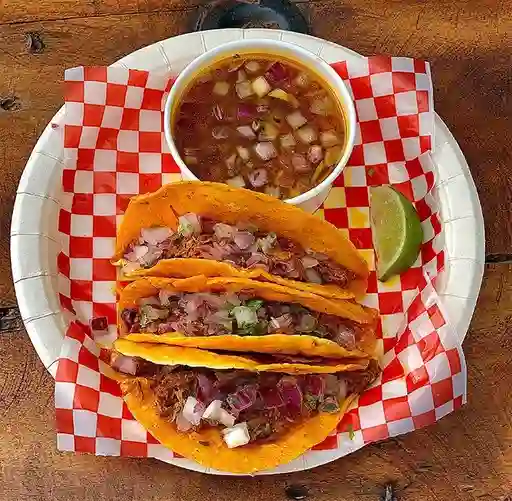 Tacos x3 sin Queso