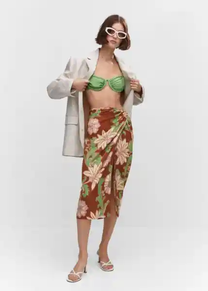 Falda Nuti Marrón Talla S Mujer Mango