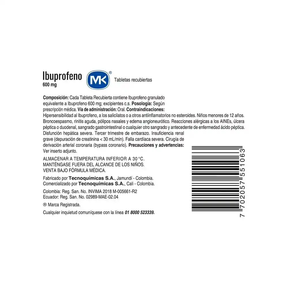 Ibuprofeno Mk (600 mg)