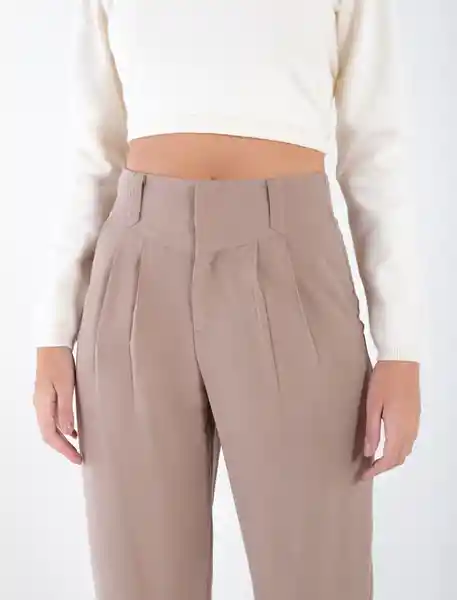 Pantalón De Tiro Alto Café Rubio Medio Talla 10 Mujer Naf Naf