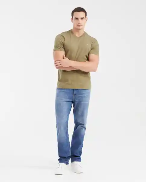 Camiseta V Neck Masculino Verde Cerro Oscuro Talla S Chevignon