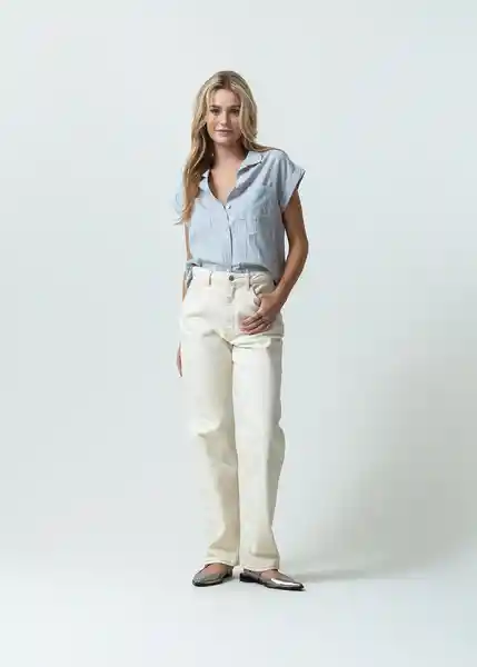 Camisa Martina Mujer Azul Zen Claro T L 012G303 Naf Naf